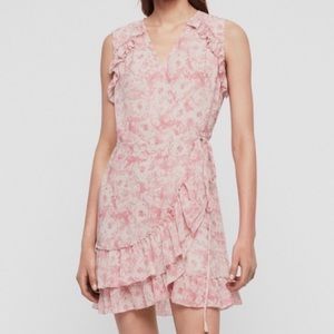 Allsaints pink wrap dress priya
